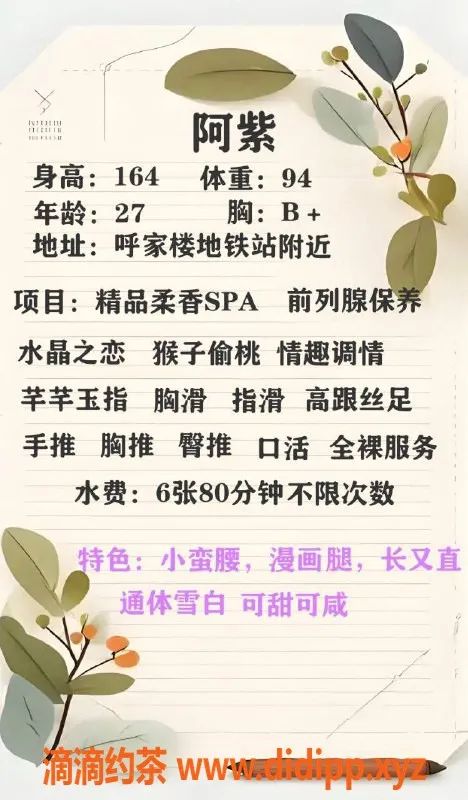 北京楼凤资源信息,朝阳阿紫：小蛮腰大长腿，服务超赞！