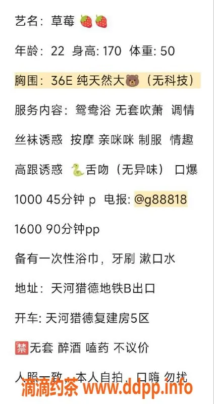 广州楼凤-天河草莓，纯天然36E杯，价格超值