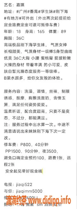 广州楼凤-番禺嘉琪，已验证，价格800/1，服务超赞！