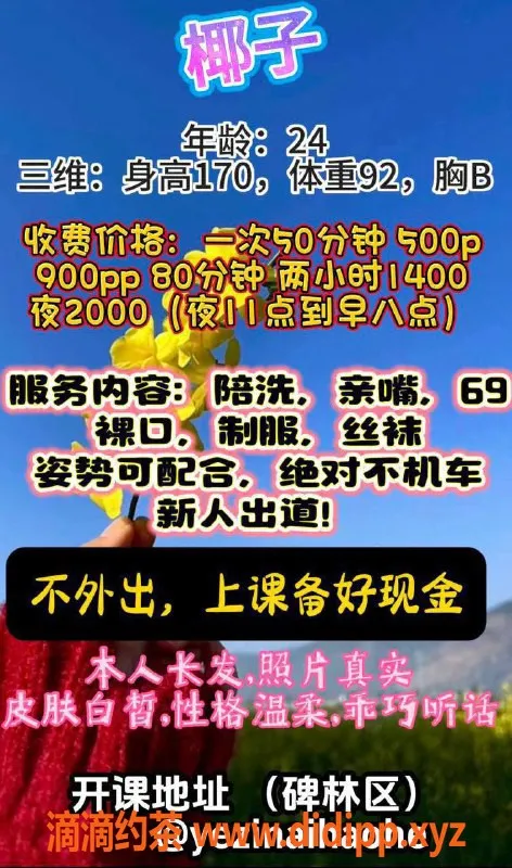 西安楼凤资源信息,碑林区椰子，5p9pp的贴心服务等你体验！