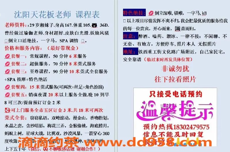 沈阳楼凤资源信息,铁西茶兮兮，服务一流，激情无限