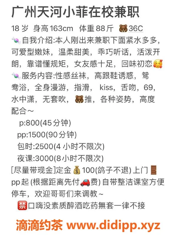 广州楼凤-天河区小菲，魅力四射，800起价