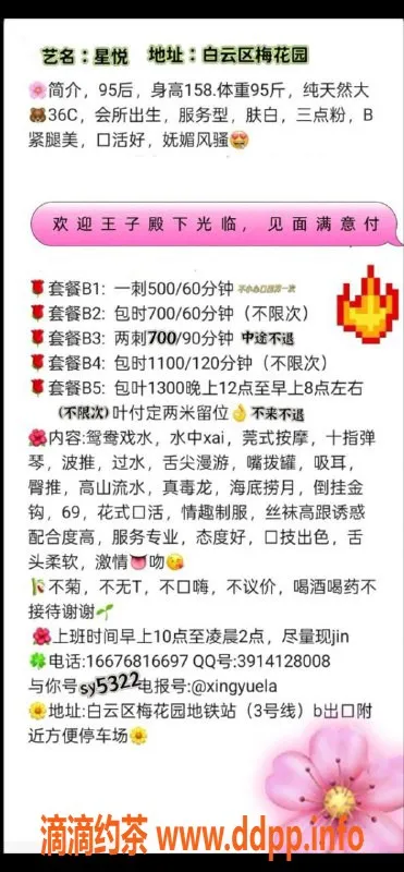 广州楼凤-广州白云御姐星悦，500元享受六九服务