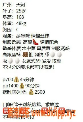 广州楼凤-天河御姐叶子，700元夜课高跟丝袜服务