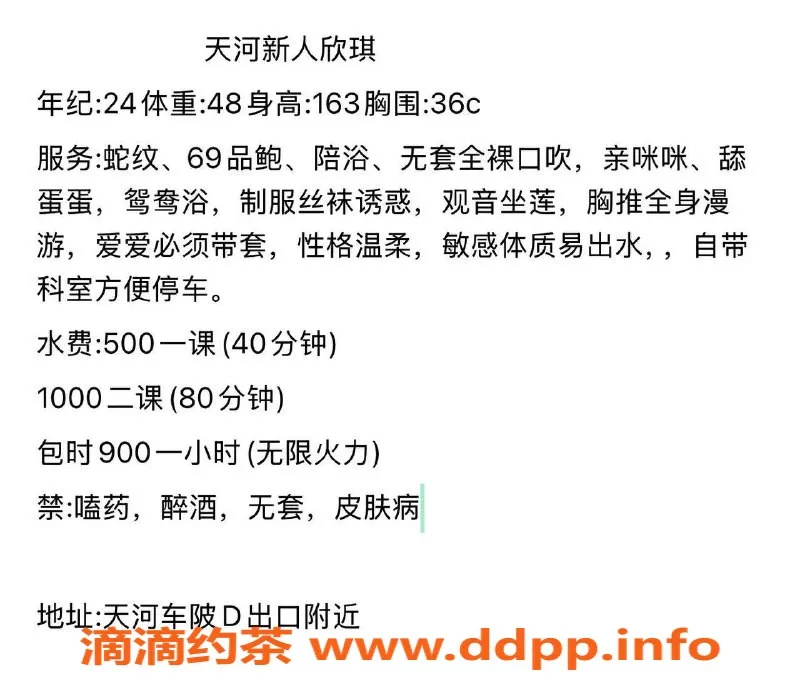 广州楼凤-天河大胸妹欣琪，水费仅500p